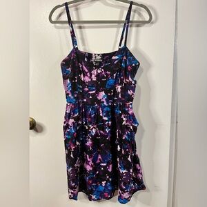 Express Vibrant Purple and Blue Mini Dress
